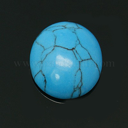 Oval Synthetic Turquoise Cabochons G-I171-10x14mm-04-1