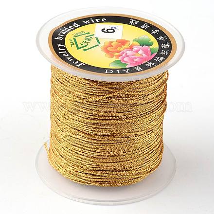 丸いメタリック糸  刺しゅう糸  6プライ  ゴールド  0.6mm  約87.48ヤード（80m）/ロール MCOR-L001-0.6mm-56-1