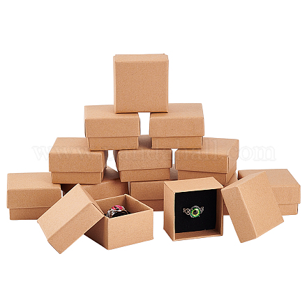 Benecreat 24 pack ring box 5x5x3cm kraft brown square box portagioie in cartone piccola confezione regalo per feste di compleanno compleanni CBOX-BC0004-87-1