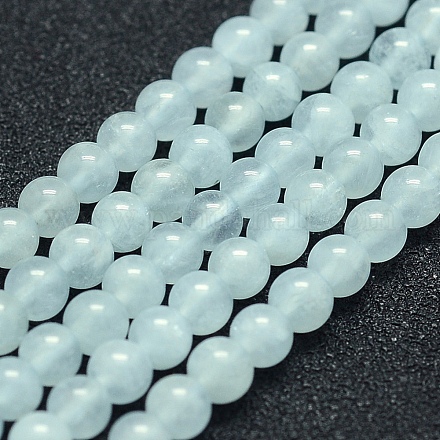 Natürliche Aquamarin Perlen Stränge G-P342-10-4mm-A-1