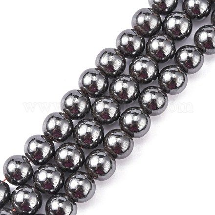 Magnetic Synthetic Hematite Beads Strands G-Q893-12mm-1