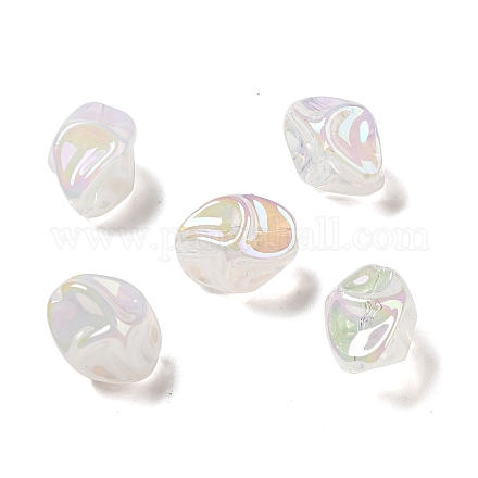 UV Plating Rainbow Iridescent Acrylic Beads PACR-M002-07A-1