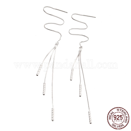 925 filo per orecchio lungo in argento sterling rodiato EJEW-P195-04P-1
