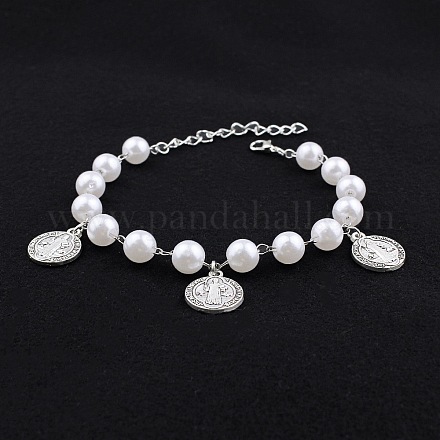 Винтажный плоский круглый браслет из нержавеющей стали с подвесками в виде святого Бенедикта RY1867-1