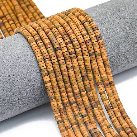 Нити бусин из натуральной желтой океанической яшмы G-P575-B32-4x1mm-1