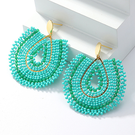 Boucles d'oreilles pendantes en perles de verre pour femmes LS3119-3-1