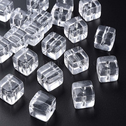 透明なアクリルビーズ  正方形  ホワイト  16.5x16x16mm  穴：3mm  約116個/500g MACR-S374-14-B09-1