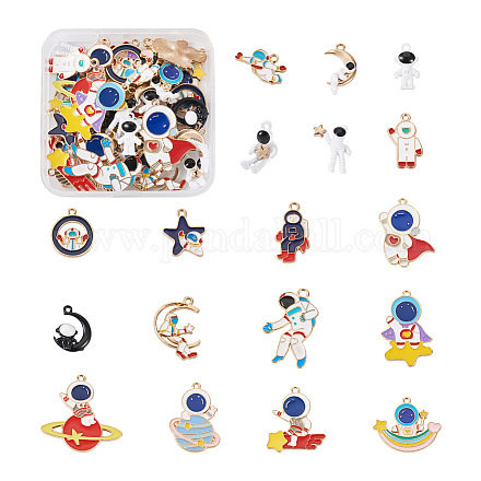Craftdady 36Pcs 18 Styles Baking Painted Alloy Pendants FIND-CD0001-03-1