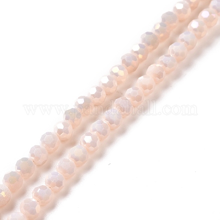 Fili sfaccettati (32 sfaccettatura) rotondi di perle di vetro placcato arcobaleno placcato imitazione giada EGLA-J130-FR09-1