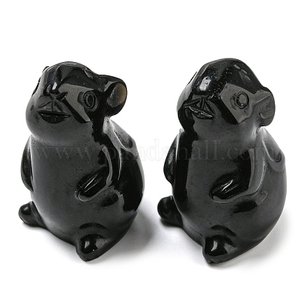 Natural Obsidian Carved Healing Mouse Figurines DJEW-D012-02C-1