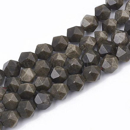 Chapelets de perles en obsidienne dorée naturelle G-T064-45B-1