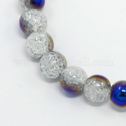 Round Half Electroplate Crackle Quartz Beads Strands G-P060-6mm-05-1