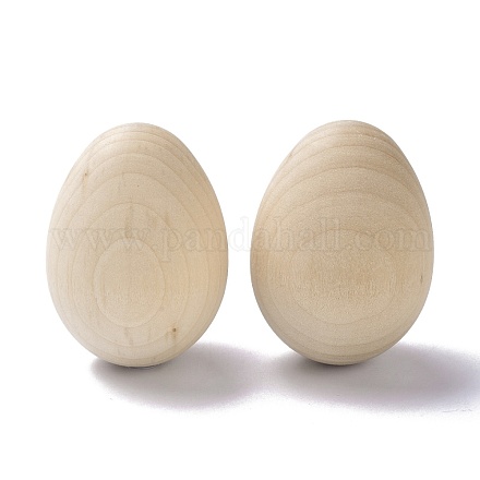 未完成の空の木製イースタークラフト卵  ディー木製工芸品  ティアドロップ  淡い茶色  6x4.4cm WOOD-I006-02-1