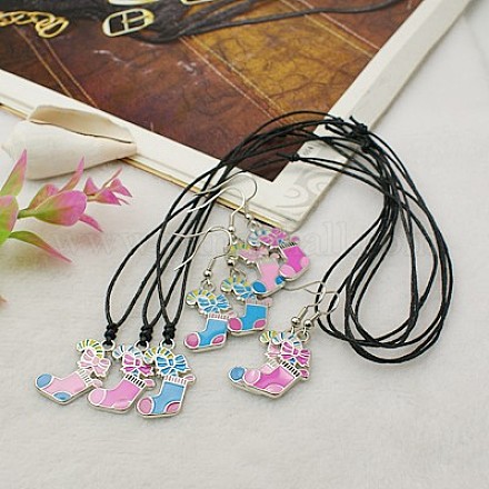 Fashion Jewelry Sets for Christmas: Adjustable Necklaces & Earrings SJEW-JS00193-M-1