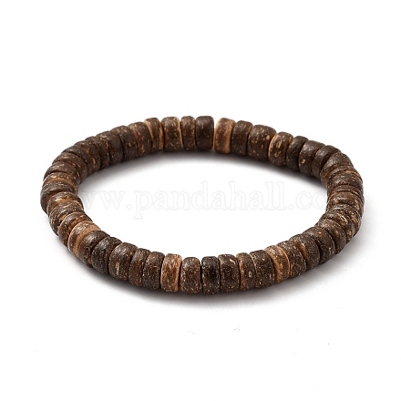 Эластичные браслеты rondelle с натуральным кокосом BJEW-JB05361-01-1