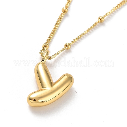 Ожерелья с подвеской из латуни с буквенной буквой NJEW-A015-21G-Y-1