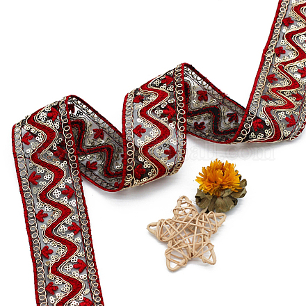 10 ярд полиэфирной кружевной ленты с вышивкой и пайеткой PW-WG94215-01-1