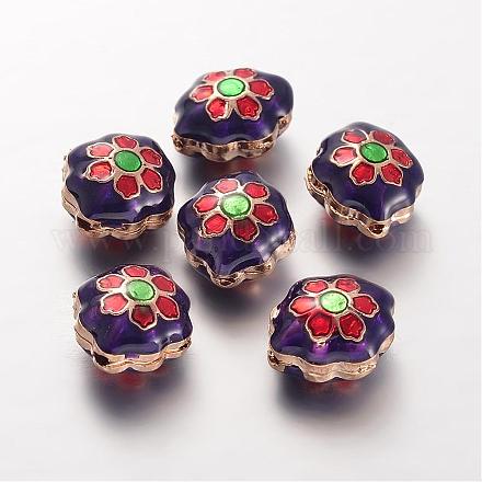 Aleación de esmalte de 3-hoyo guru beads ENAM-O025-08KCG-1