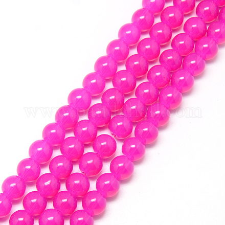 Chapelets de perles en verre peint X-DGLA-Q023-8mm-DB48-1