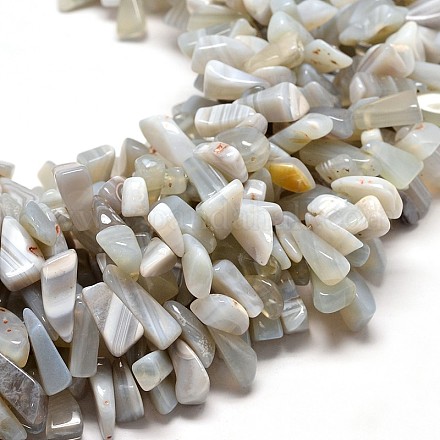 Natural Grey Agate Nuggets Bead Strands G-P073-46-1