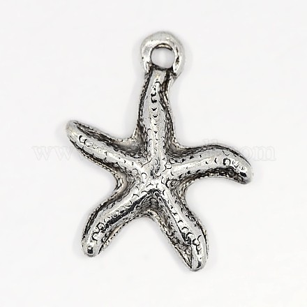 Antique Silver Tibetan Style Starfish Pendants X-TIBEP-GC056-AS-RS-1