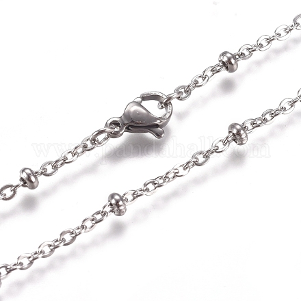 304 Stainless Steel Cable Chains/Satellite Chains Necklaces NJEW-L159-07A-P-1