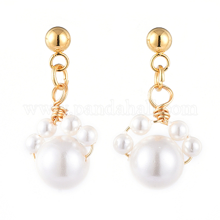 Boucles d'oreilles en perles de coquille EJEW-JE04137-02-1