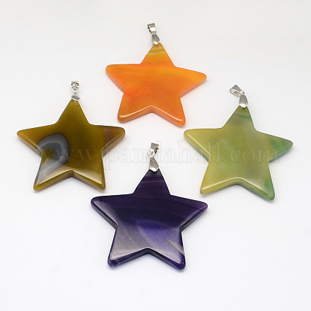 Star Dyed Natural Agate Big Pendants G-Q942-50-1