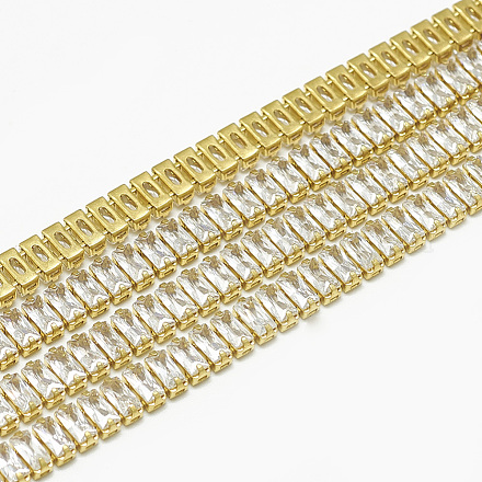 Brass Rectangle Cubic Zirconia Chains CHC-N014-07-A-FF-1