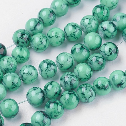 Spray Painted Glass Bead Strands GLAD-S075-4mm-32-1
