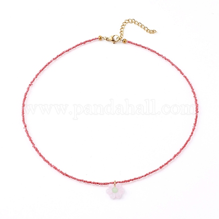 Collane con pendente in perle di vetro NJEW-JN03338-03-1