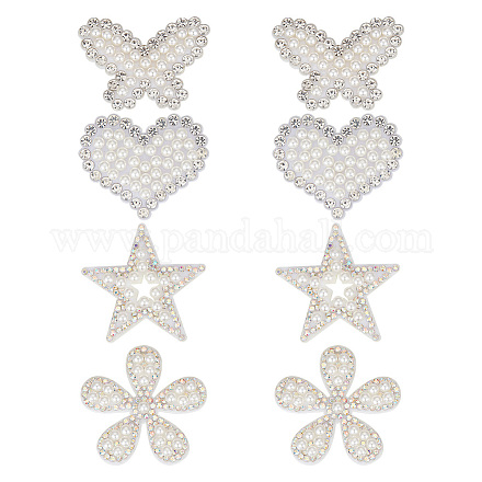 8 шт. 4 стиля аппликации из нетканого материала в виде звезд/цветков/сердец/бабочек DIY-GO0001-71-1