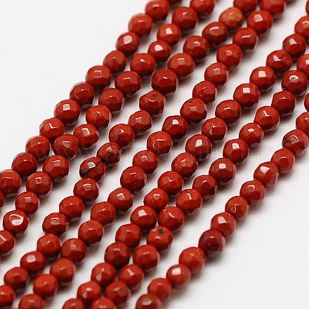 Chapelets de perles en jaspe rouge naturel G-A129-3mm-23-1