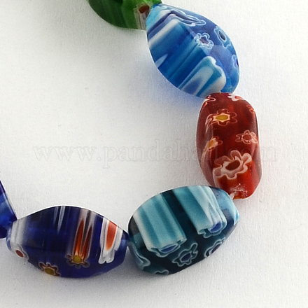 Twist Oval Handmade Millefiori Glass Beads Strands LK-R004-75-1