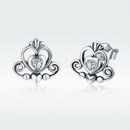 925 Sterling Silver Stud Earrings EJEW-FF0008-019AS-1