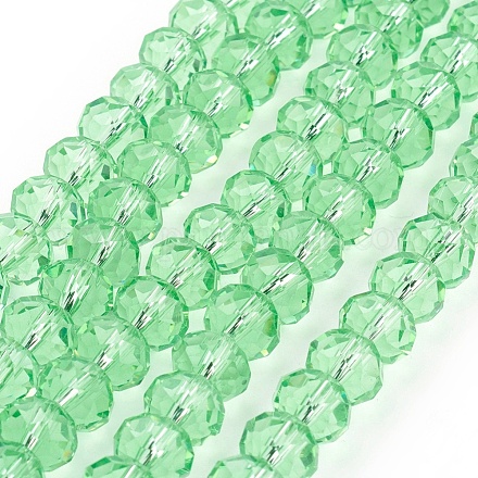 Imitate Austrian Crystal Pale Green Faceted Glass Rondelle Spacer Beads X-GR8MMC15Y-1