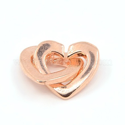 Brass Two Loops Heart Interlocking Clasps for DIY Jewelry KK-M051-01RG-1