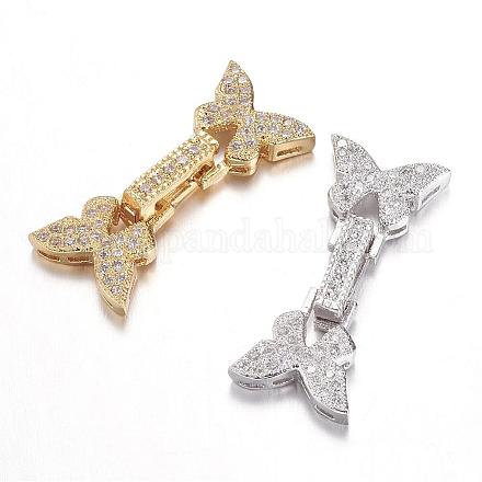 Brass Micro Pave Cubic Zirconia Fold Over Clasps ZIRC-N026-07-1