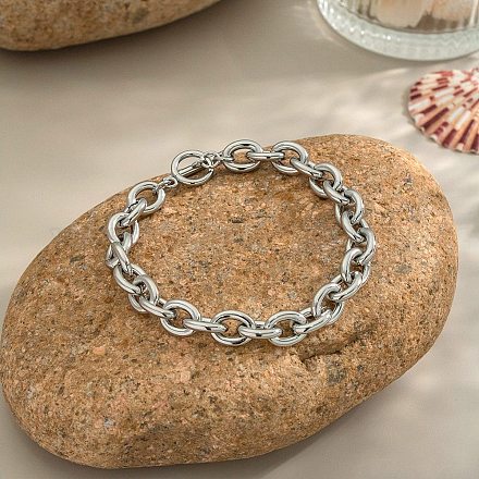 Браслеты-цепочки из нержавеющей стали 304 для женщин BJEW-C129-08A-P-1