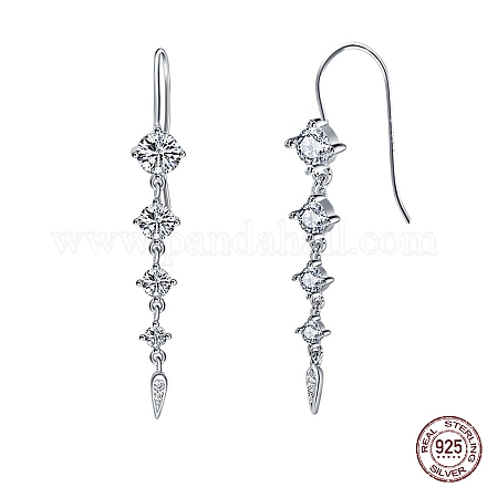 925 orecchini pendenti da donna con nappa a goccia in argento sterling placcato rodio EJEW-P231-44P-1