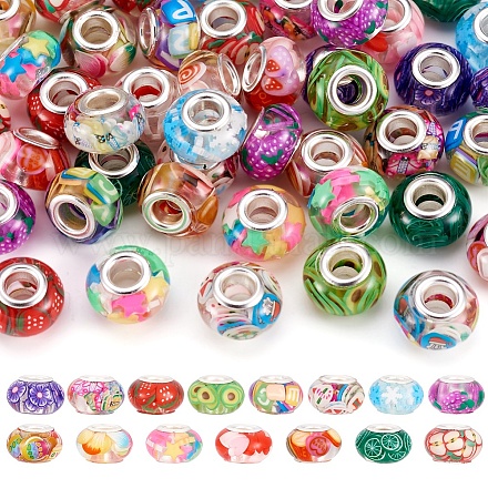 Pandahall 60Pcs 15 Colors Transparent Resin European Rondelle Beads RPDL-TA0001-05-1