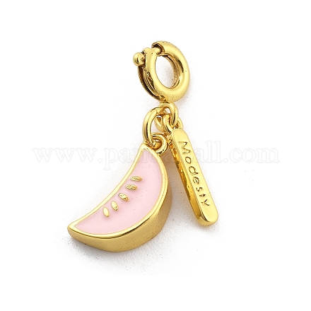 Латунная эмалевая подвеска с фруктами HJEW-P020-01E-G-1