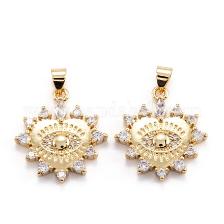 Кулон из латуни с прозрачным кубическим цирконием ZIRC-M114-13G-1