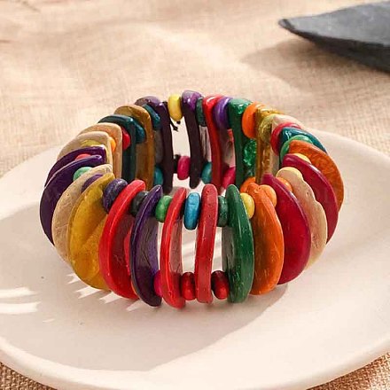 Деревянные эластичные браслеты в стиле богемы и этнического стиля для женщин WG33998-03-1