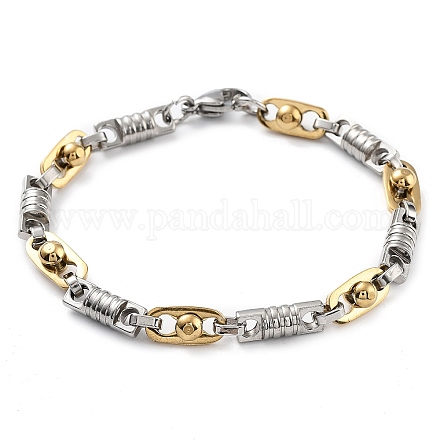Placcatura sotto vuoto 304 braccialetto a catena a maglie rettangolari ovali in acciaio inossidabile per uomo donna BJEW-Z023-06P-1