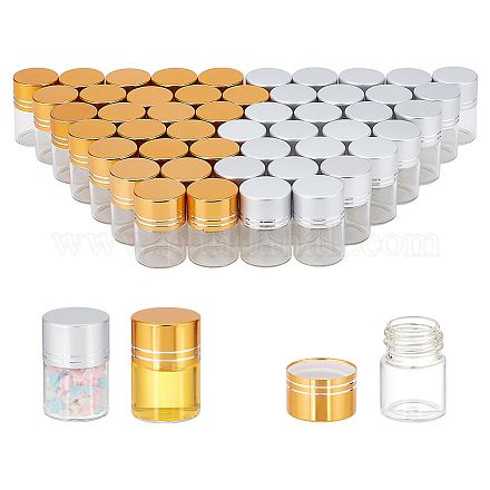 Benecreat 50 pièces 2 couleurs colonne verre bouteille de pilule vide avec couvercles à vis en aluminium CON-BC0007-13-1