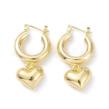 Boucles d'oreilles créoles pendantes coeur en laiton pour femme EJEW-G347-01G-1