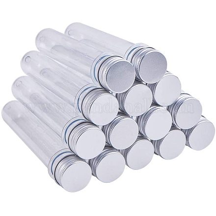 Pandahall elite 20pcs tubo de ensayo de contenedores de cuentas de plástico transparente con tapa de metal CON-PH0001-09-1