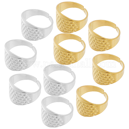 GORGECRAFT 1 Box 10Pcs 4 Colors Sewing Thimble Ring Embroidery Finger Protector Shield Adjustable Hand Working Needle Safety Alloy Quilting Thimbles for DIY Tailor Needlework Crafts Accessories TOOL-GF0002-92-1