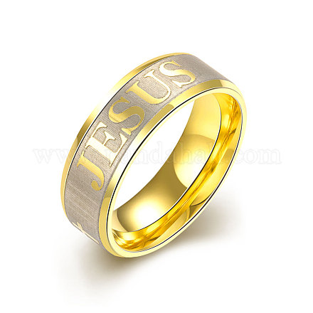 Модные кольца на палец Иисуса из титановой стали объемом 316 л на Пасху RJEW-BB07146-9G-1